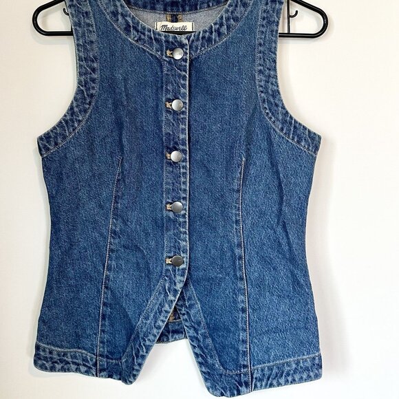 NWT Madewell Denim Crewneck Vest in Concho Wash - Size: 2 - Picture 5 of 13